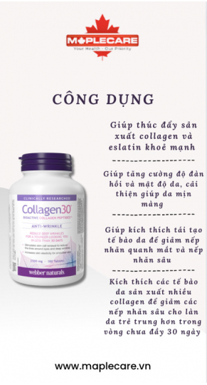Viên uống giảm nếp nhăn tăng đàn hồi da Collagen30 Anti Wrinkle 2500mg