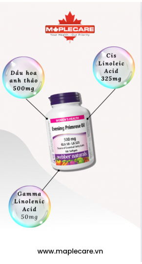Viên uống bổ sung Omega 6, hỗ trợ duy trì sức khỏe Evening Primrose Oil 500mg 