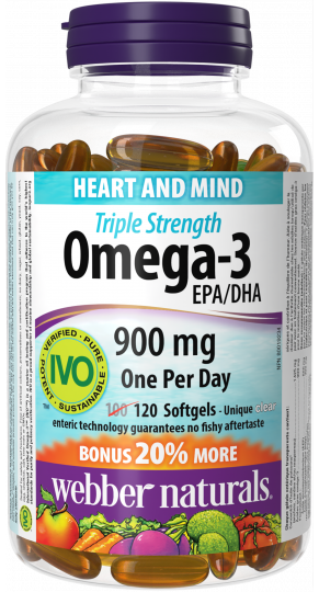 Viên uống hỗ trợ sức khỏe tim mạch, não Omega 3 Triple Strength 900mg (120 viên)