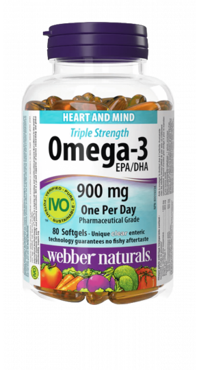 Viên uống hỗ trợ sức khỏe tim mạch, não Omega 3 Triple Strength 900mg (80 viên)