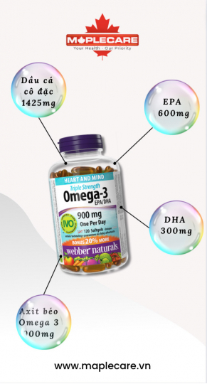 Viên uống hỗ trợ sức khỏe tim mạch, não Omega 3 Triple Strength 900mg (120 viên)