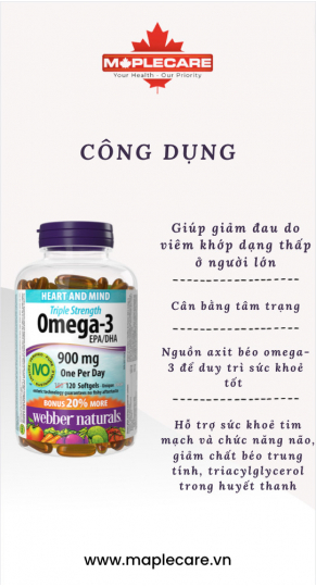 Viên uống hỗ trợ sức khỏe tim mạch, não Omega 3 Triple Strength 900mg (120 viên)