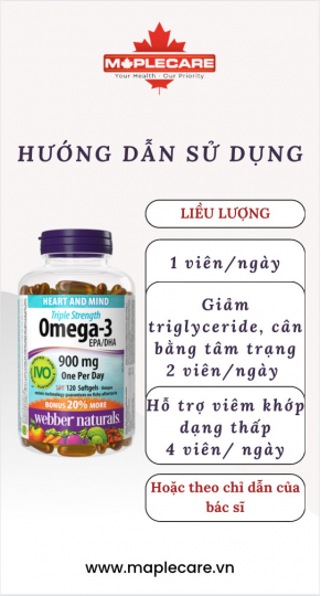 Viên uống hỗ trợ sức khỏe tim mạch, não Omega 3 Triple Strength 900mg (120 viên)