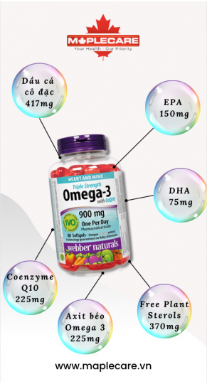 Viên uống hỗ trợ sức khỏe tim mạch Omega-3 with C0Q10 900mg