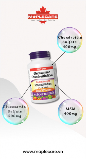 Viên uống giảm đau khớp, sụn Glucosamine Chondroitin MSM 500/400/400mg