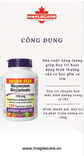 Viên uống bổ sung Magnesium Bisglycinate 200mg