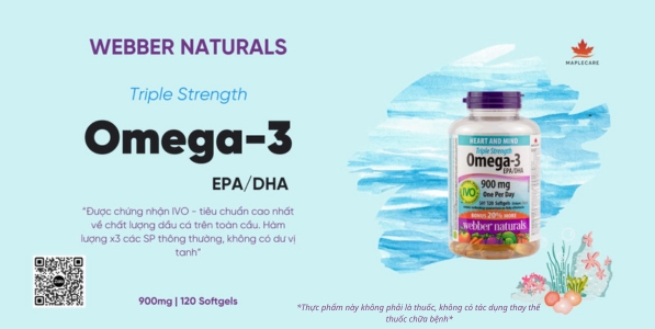 Viên uống hỗ trợ sức khỏe tim mạch não Omega 3 Triple Strength 900mg